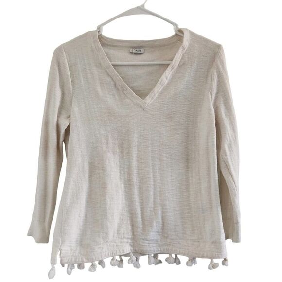 J. CREW V Neck Long Sleeve Tassel XS. - Picture 1 of 6